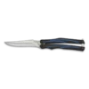 Couteau Papillon Albainox Manche Aluminium Noir Lignes Bleues